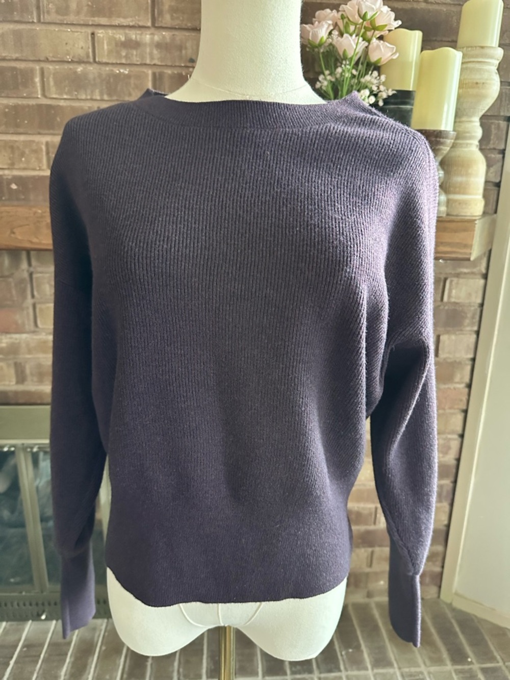 J.Crew Plum Purple Ribbed Knit Boatneck Long Sleeve Sweater XS